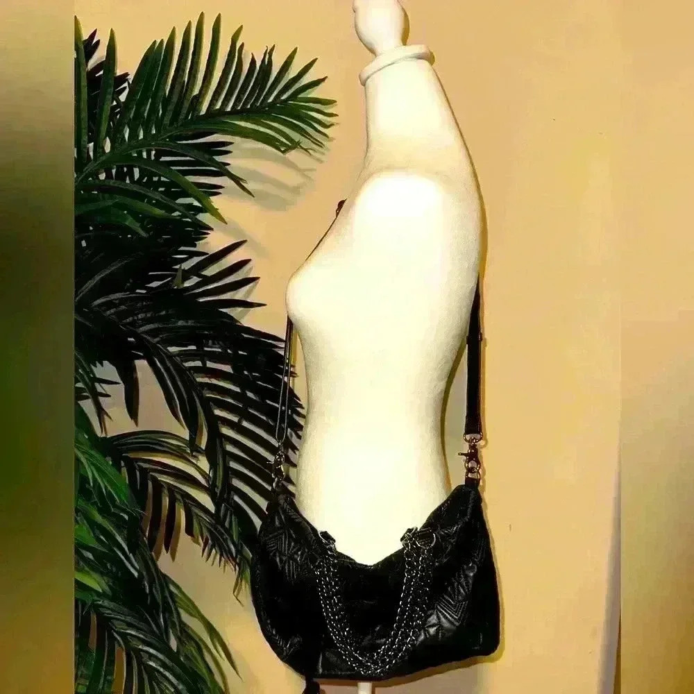 Badgley Mishka Black Quilted Top Handle and Crossbody bag